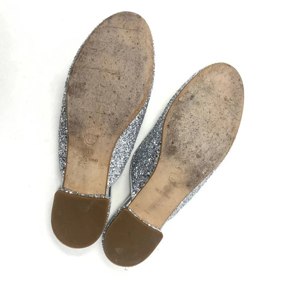 Chiara Ferragni Flirting Silver Glitter Beaded Flat‎ Mules Size 36 / US 6 - Picture 11 of 11